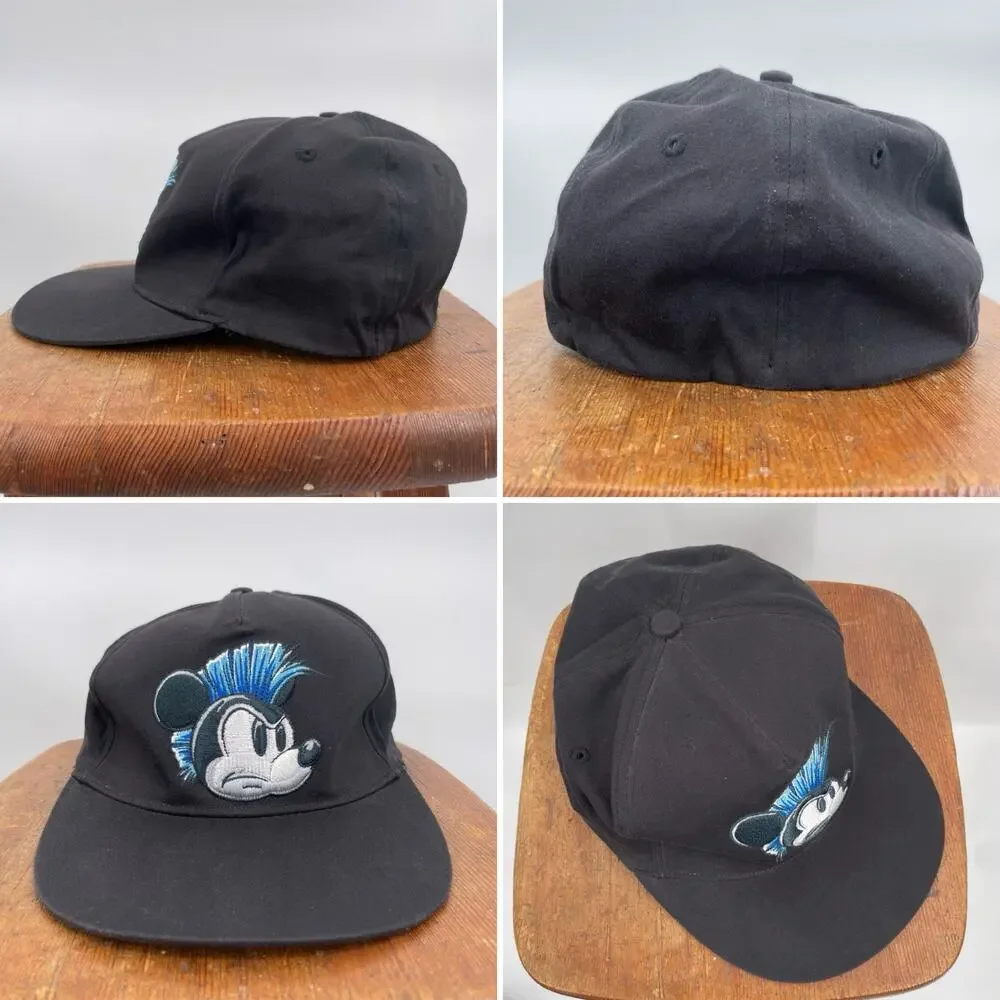 Disney Mickey Mouse Baseball Caps Attitude Edgy Mohawk Punk Blue Black Youth Fit